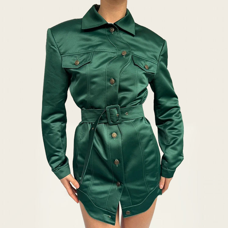 GUDU donkergroene blazerjurk