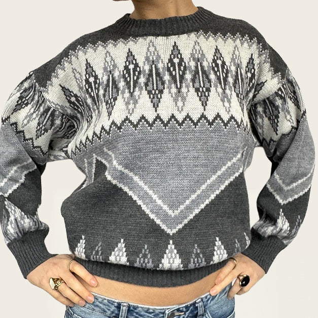 Roxy vintage grijze sweater van wolmix
