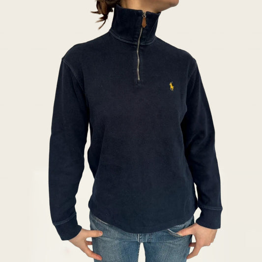 Ralph Lauren marineblauwe  quarter-zip trui van 100% zacht katoen