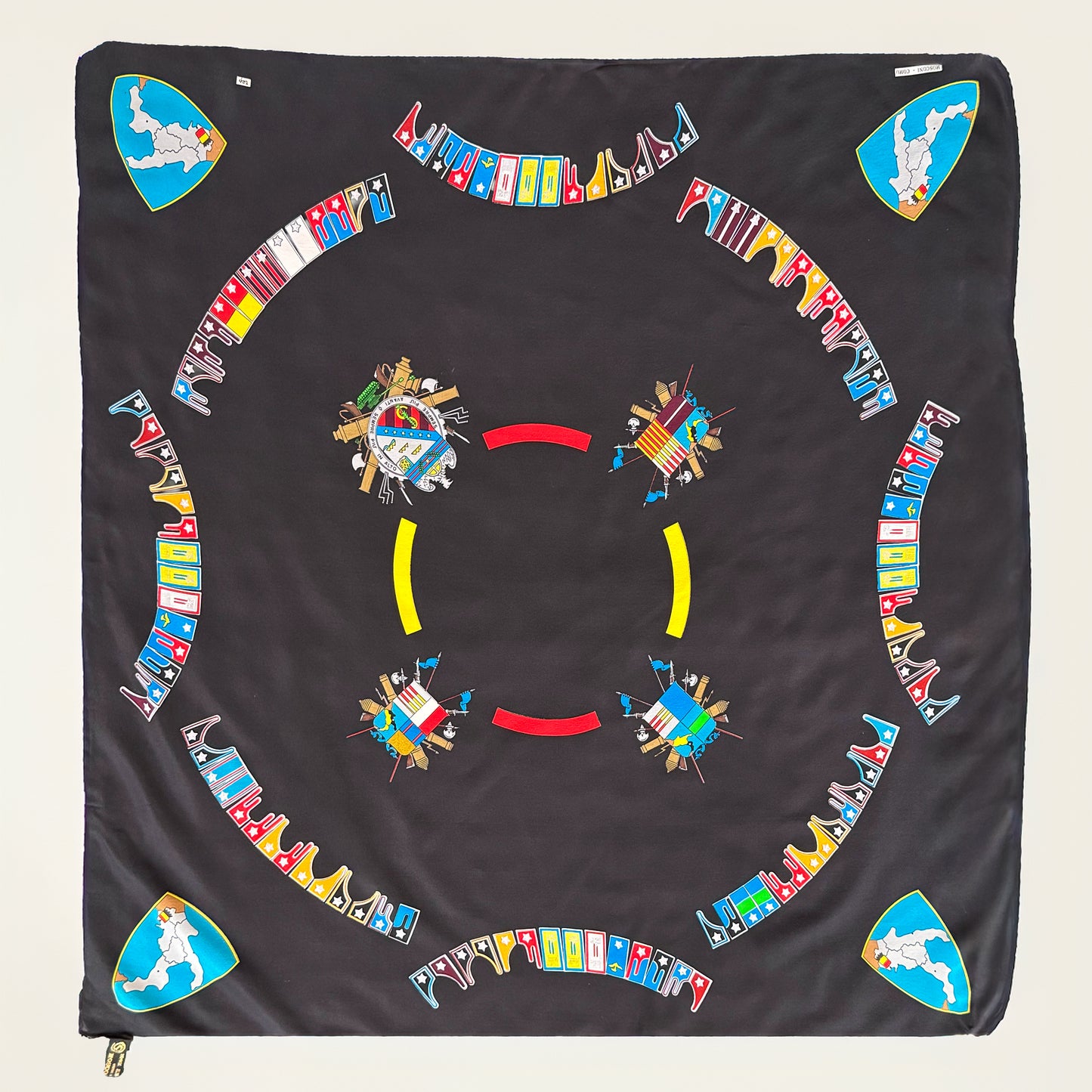 Mosconi Como Vintage zijden sjaal met grafisch en heraldisch dessin