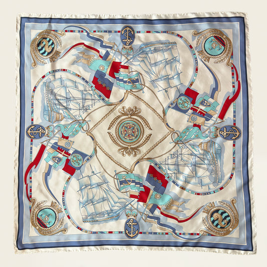 Vintage zijden sjaal nautisch motieven