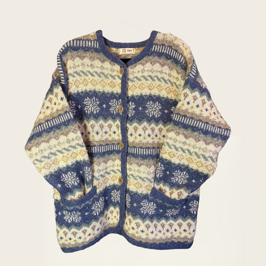 Norse wolle vintage trui wit en paarse