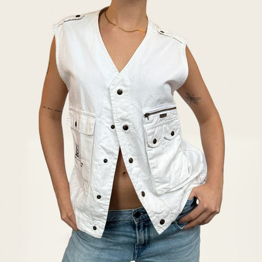 Wrangler gilet van wit denim