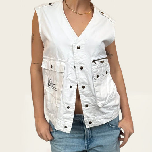 Wrangler gilet van wit denim